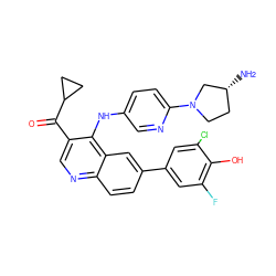 N[C@@H]1CCN(c2ccc(Nc3c(C(=O)C4CC4)cnc4ccc(-c5cc(F)c(O)c(Cl)c5)cc34)cn2)C1 ZINC000114038110