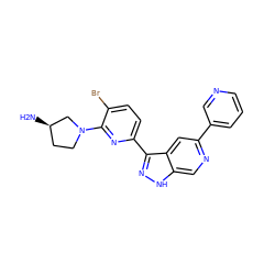 N[C@@H]1CCN(c2nc(-c3n[nH]c4cnc(-c5cccnc5)cc34)ccc2Br)C1 ZINC000205255233