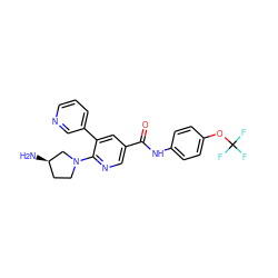 N[C@@H]1CCN(c2ncc(C(=O)Nc3ccc(OC(F)(F)F)cc3)cc2-c2cccnc2)C1 ZINC001772575623