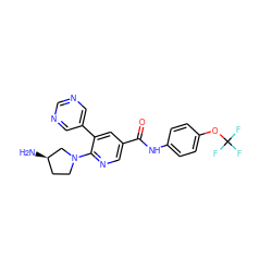 N[C@@H]1CCN(c2ncc(C(=O)Nc3ccc(OC(F)(F)F)cc3)cc2-c2cncnc2)C1 ZINC001772611837