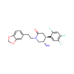 N[C@@H]1CN(CCc2ccc3c(c2)OCO3)C(=O)C[C@H]1c1cc(F)c(F)cc1F ZINC000014958803