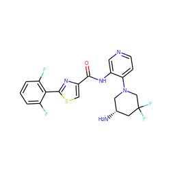 N[C@@H]1CN(c2ccncc2NC(=O)c2csc(-c3c(F)cccc3F)n2)CC(F)(F)C1 ZINC000169706512