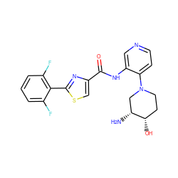 N[C@@H]1CN(c2ccncc2NC(=O)c2csc(-c3c(F)cccc3F)n2)CC[C@@H]1O ZINC000141505386