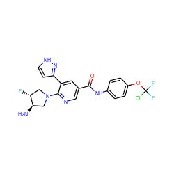 N[C@@H]1CN(c2ncc(C(=O)Nc3ccc(OC(F)(F)Cl)cc3)cc2-c2cc[nH]n2)C[C@H]1F ZINC001772575758