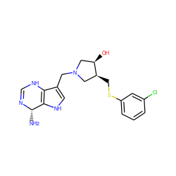 N[C@@H]1N=CNc2c(CN3C[C@@H](O)[C@@H](CSc4cccc(Cl)c4)C3)c[nH]c21 ZINC000028465581