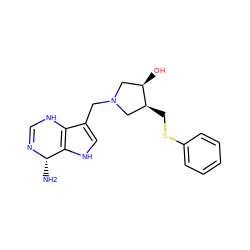 N[C@@H]1N=CNc2c(CN3C[C@@H](O)[C@@H](CSc4ccccc4)C3)c[nH]c21 ZINC000028465219