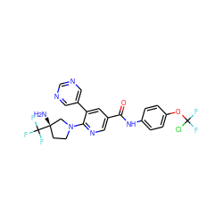 N[C@]1(C(F)(F)F)CCN(c2ncc(C(=O)Nc3ccc(OC(F)(F)Cl)cc3)cc2-c2cncnc2)C1 ZINC000224404550