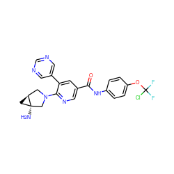 N[C@]12C[C@H]1CN(c1ncc(C(=O)Nc3ccc(OC(F)(F)Cl)cc3)cc1-c1cncnc1)C2 ZINC001772590003