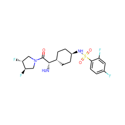 N[C@H](C(=O)N1C[C@@H](F)[C@H](F)C1)[C@H]1CC[C@H](NS(=O)(=O)c2ccc(F)cc2F)CC1 ZINC000253681924