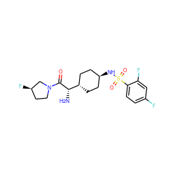 N[C@H](C(=O)N1CC[C@@H](F)C1)[C@H]1CC[C@H](NS(=O)(=O)c2ccc(F)cc2F)CC1 ZINC000253690097