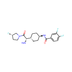 N[C@H](C(=O)N1CC[C@H](F)C1)[C@H]1CC[C@H](NC(=O)c2ccc(F)c(F)c2)CC1 ZINC000253636740