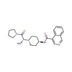 N[C@H](C(=O)N1CCCC1)[C@H]1CC[C@H](NC(=O)c2cncc3ccccc23)CC1 ZINC000261193280