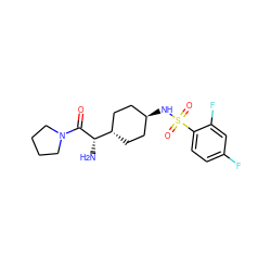 N[C@H](C(=O)N1CCCC1)[C@H]1CC[C@H](NS(=O)(=O)c2ccc(F)cc2F)CC1 ZINC000253634070