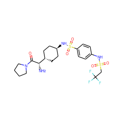 N[C@H](C(=O)N1CCCC1)[C@H]1CC[C@H](NS(=O)(=O)c2ccc(NS(=O)(=O)CC(F)(F)F)cc2)CC1 ZINC000261071515