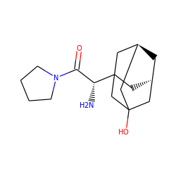 N[C@H](C(=O)N1CCCC1)C12C[C@H]3C[C@@H](CC(O)(C3)C1)C2 ZINC000101095501