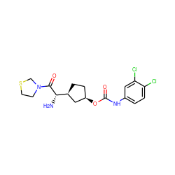 N[C@H](C(=O)N1CCSC1)[C@H]1CC[C@@H](OC(=O)Nc2ccc(Cl)c(Cl)c2)C1 ZINC000027996343