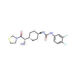 N[C@H](C(=O)N1CCSC1)[C@H]1CC[C@H](NC(=O)Nc2ccc(F)c(F)c2)CC1 ZINC000261092447