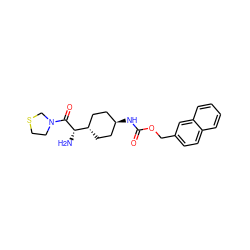 N[C@H](C(=O)N1CCSC1)[C@H]1CC[C@H](NC(=O)OCc2ccc3ccccc3c2)CC1 ZINC000261191413