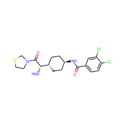 N[C@H](C(=O)N1CCSC1)[C@H]1CC[C@H](NC(=O)c2ccc(Cl)c(Cl)c2)CC1 ZINC000261149983