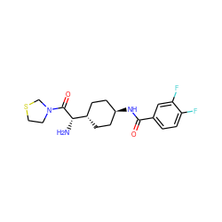 N[C@H](C(=O)N1CCSC1)[C@H]1CC[C@H](NC(=O)c2ccc(F)c(F)c2)CC1 ZINC000253636947