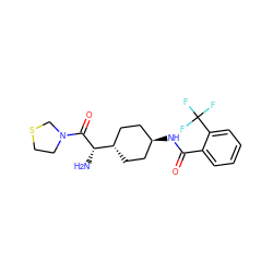 N[C@H](C(=O)N1CCSC1)[C@H]1CC[C@H](NC(=O)c2ccccc2C(F)(F)F)CC1 ZINC000253698692