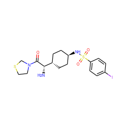 N[C@H](C(=O)N1CCSC1)[C@H]1CC[C@H](NS(=O)(=O)c2ccc(I)cc2)CC1 ZINC000261170568