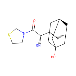 N[C@H](C(=O)N1CCSC1)C12C[C@H]3C[C@@H](CC(O)(C3)C1)C2 ZINC000101097122