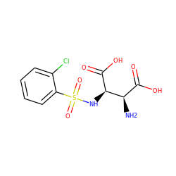 N[C@H](C(=O)O)[C@@H](NS(=O)(=O)c1ccccc1Cl)C(=O)O ZINC001772647769