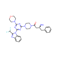 N[C@H](CC(=O)N1CCN(c2nc(N3CCOCC3)nc(-n3c(C(F)F)nc4ccccc43)n2)CC1)Cc1ccccc1 ZINC000206531974