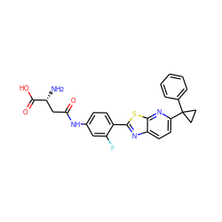 N[C@H](CC(=O)Nc1ccc(-c2nc3ccc(C4(c5ccccc5)CC4)nc3s2)c(F)c1)C(=O)O ZINC000082156931