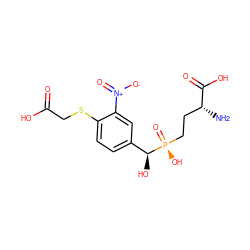 N[C@H](CC[P@](=O)(O)[C@@H](O)c1ccc(SCC(=O)O)c([N+](=O)[O-])c1)C(=O)O ZINC000149040328