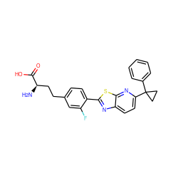 N[C@H](CCc1ccc(-c2nc3ccc(C4(c5ccccc5)CC4)nc3s2)c(F)c1)C(=O)O ZINC000082156934