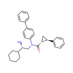 N[C@H](CN(C(=O)[C@@H]1C[C@H]1c1ccccc1)c1ccc(-c2ccccc2)cc1)C1CCCCC1 ZINC000299870672