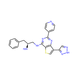 N[C@H](CNc1nc(-c2ccncc2)nc2c(-c3cn[nH]n3)csc12)Cc1ccccc1 ZINC000223673157