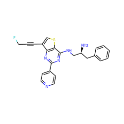 N[C@H](CNc1nc(-c2ccncc2)nc2c(C#CCF)csc12)Cc1ccccc1 ZINC000223689480