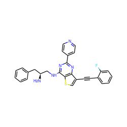 N[C@H](CNc1nc(-c2ccncc2)nc2c(C#Cc3ccccc3F)csc12)Cc1ccccc1 ZINC000223694802