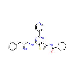 N[C@H](CNc1nc(-c2ccncc2)nc2c(NC(=O)C3CCCCC3)csc12)Cc1ccccc1 ZINC000223679075