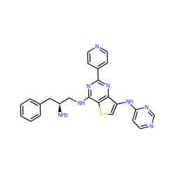 N[C@H](CNc1nc(-c2ccncc2)nc2c(Nc3ccncn3)csc12)Cc1ccccc1 ZINC000223693343