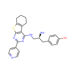 N[C@H](CNc1nc(-c2ccncc2)nc2sc3c(c12)CCCC3)Cc1ccc(O)cc1 ZINC000223673768