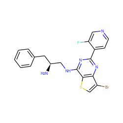 N[C@H](CNc1nc(-c2ccncc2F)nc2c(Br)csc12)Cc1ccccc1 ZINC000223679956