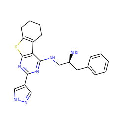 N[C@H](CNc1nc(-c2cn[nH]c2)nc2sc3c(c12)CCCC3)Cc1ccccc1 ZINC000223691506