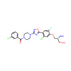 N[C@H](CO)COc1cc(Cl)c(-c2nc(N3CCN(C(=O)c4cccc(Cl)c4)CC3)no2)cc1F ZINC000299837861