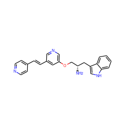 N[C@H](COc1cncc(/C=C/c2ccncc2)c1)Cc1c[nH]c2ccccc12 ZINC000014957382