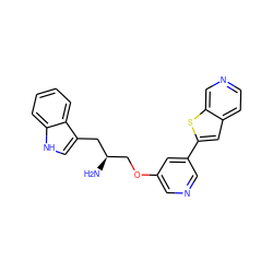 N[C@H](COc1cncc(-c2cc3ccncc3s2)c1)Cc1c[nH]c2ccccc12 ZINC000014962351