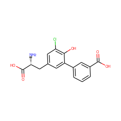 N[C@H](Cc1cc(Cl)c(O)c(-c2cccc(C(=O)O)c2)c1)C(=O)O ZINC001772640180