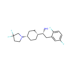 N[C@H](Cc1cc(F)ccc1F)[C@H]1CC[C@@H](N2CCC(F)(F)C2)CC1 ZINC000101402987