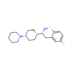 N[C@H](Cc1cc(F)ccc1F)[C@H]1CC[C@@H](N2CCCCC2)CC1 ZINC000101402998