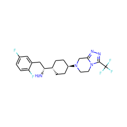 N[C@H](Cc1cc(F)ccc1F)[C@H]1CC[C@H](N2CCn3c(nnc3C(F)(F)F)C2)CC1 ZINC000101402997