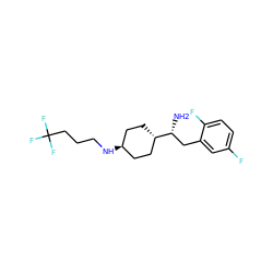 N[C@H](Cc1cc(F)ccc1F)[C@H]1CC[C@H](NCCCC(F)(F)F)CC1 ZINC000254051016