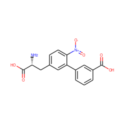 N[C@H](Cc1ccc([N+](=O)[O-])c(-c2cccc(C(=O)O)c2)c1)C(=O)O ZINC001772646875